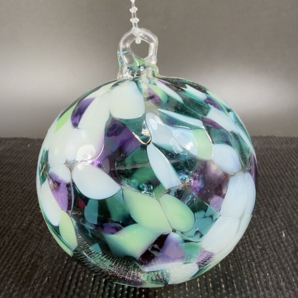 Hand Blown Studio Art Glass Orb Ornament Friendship Ball Witch Ball Multicolored - Picture 5 of 12